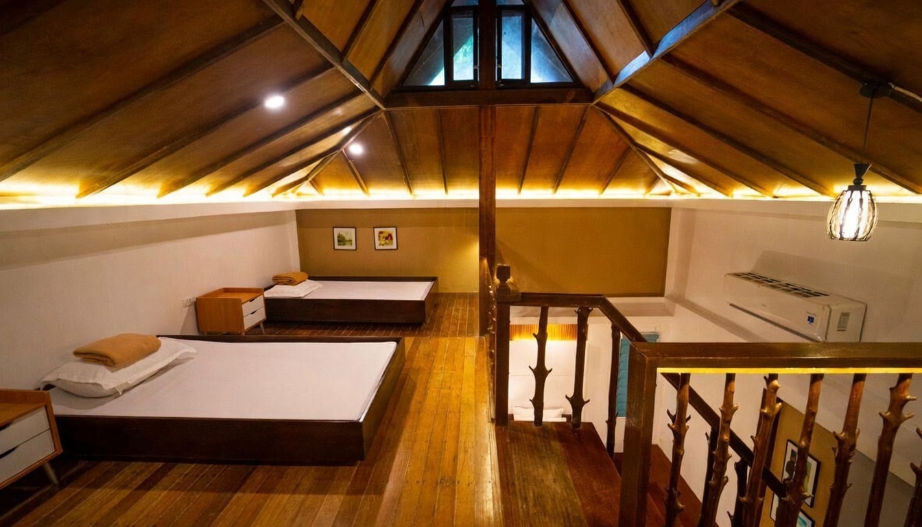 Premier loft room bed at La Luz Beach Resort